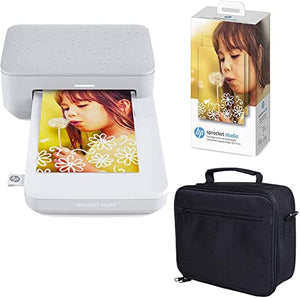 HP Sprocket Studio 4x6” Instant Photo Printer - Bundle: Photo Paper and case.