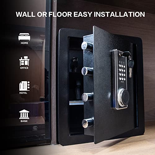 1.9 Cub Security Safe and Safe Box with Digital Keypad,Fireproof Safe with Inner Cabinet LED Light,Money Safe box for Home Hotel Business