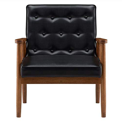 75 x 69 x 84) cm 400 lbs League Executive Guest Chair Guest Reception Chairs Wooden Lounge Chair Mid-Century Button Tufted Arm Chair Retro Accent Single Sofa Chair Seat
