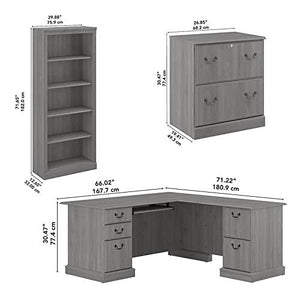 Bush Furniture UrbanPro L Shaped Desk with Storage Set - Modern Gray, Engineered Wood