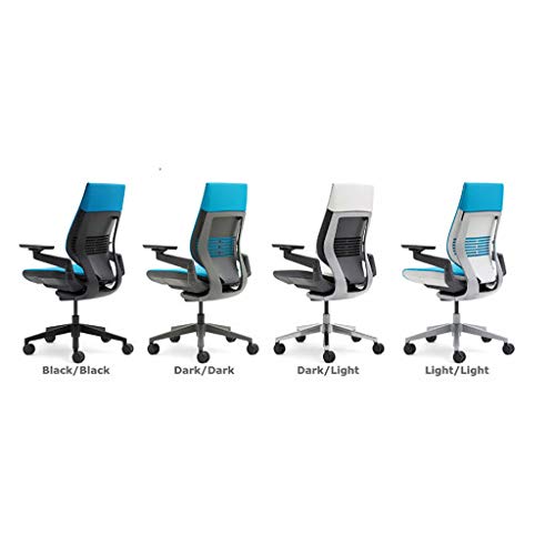 Steelcase Gesture Office Chair - Navy Leather, High Seat Height, Wrapped Back, Light Frame, Lumbar Support