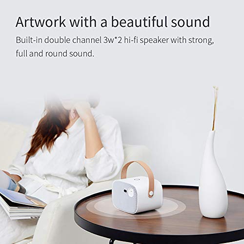 Portable Projector WOWOTO M5, Mini Projector, Smart DLP Support 4K 3D Projector, 300 ANSI Lumen, Built-in Battery, 3 Hours Playtime, 360° Speaker, Android 6.0OS Support Bluetooth, Wi-Fi Connection