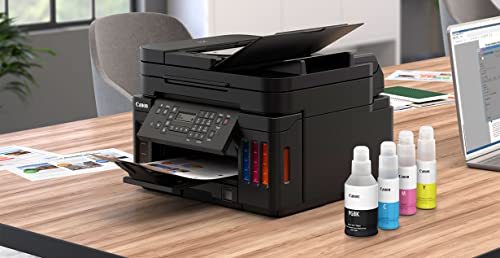 CANON PIXMA MegaTank Series All-in-One Wireless Color Inkjet Printer for Office-Print Scan Copy-Auto 2-Sided Printing-4800 x 1200 dpi-Fax and ADF with Mobile Printing-Bundle with Ahaghug Printer Cable