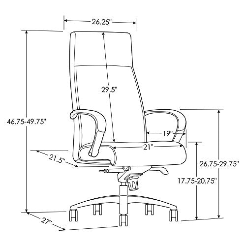 Forbes Genuine Leather Aluminum Base High Back Executive Chair - Light Grey