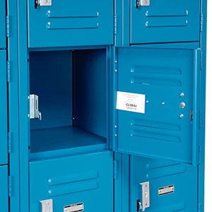 Global Industrial Six Tier Locker, 12x12x12, 18 Door, Blue - Unassembled