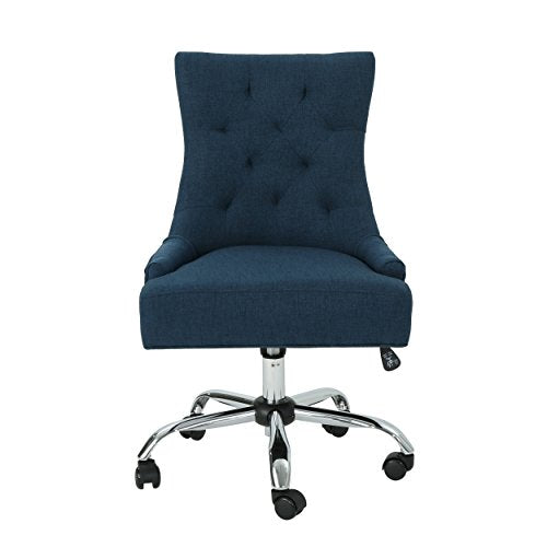 Christopher Knight Home 304968 Bagnold Desk Chair, Navy Blue + Chrome