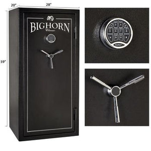 BIGHORN 19ECB Gun Safe. Thicker steel (2.75mm) and extra fire lining provides more security and fire protection, making the 19ECB substantially heavier than the competition