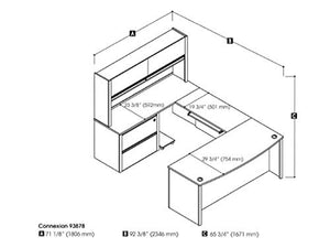 Bestar Connexion U-Shaped Workstation Kit Including Assembled Oversized Pedestal, Slate/Sandstone