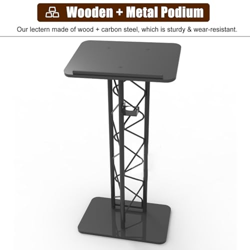 SMuCkS Black Podium Lectern Desk with Metal Stand