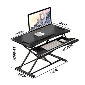 None Standing Desk Converter with Keyboard Tray - Height-Adjustable Sit Stand Desktop Riser for Home and Office (B, 72 * 63 * 12-51cm)