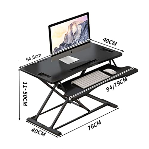 Standing Desk Converter, Height-Adjustable Sit Stand Desktop Riser with Keyboard Tray, Stand-Up Computer Workstation - B 72*63*12