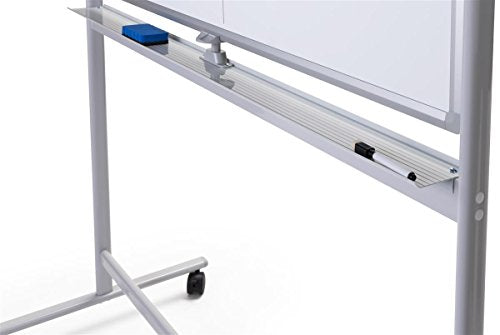 Displays2go 60 x 36 Rolling Whiteboards, Double Sided, Magnetic Surface – Silver (WHBMOB6040)