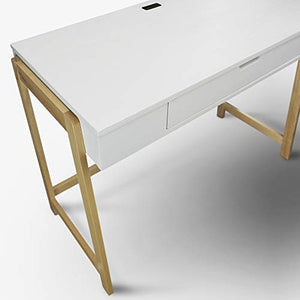 Neorustic Smart Desk with USB Ports, Solid American Maple Legs
