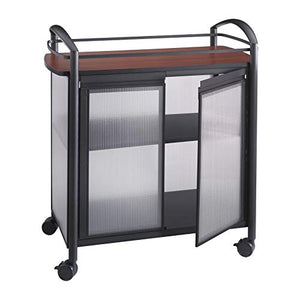 Safco Products Impromptu Refreshment Cart 8966BL, Cherry Top/Black Frame, 200 lbs. Capacity, Double Doors, Swivel Wheels