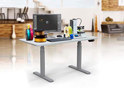 Monoprice Height Adjustable Sit-Stand Riser Table Desk Frame - Grey with Electric Dual Motor, Compatible with Desktops from 43 Inches Up to 87 Inches Wide - Workstream Collection