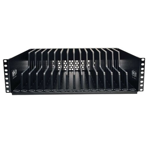 Tripp Lite 3U Rack Mount Tablet iPad Laptop Chromebook Storage Shelf for Racks SR16SHELF Black