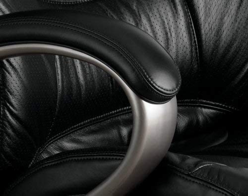 Mayline UL230MBLK Ultimo 200 Mid Back Perforated Task Chair with Arms, Black Leather