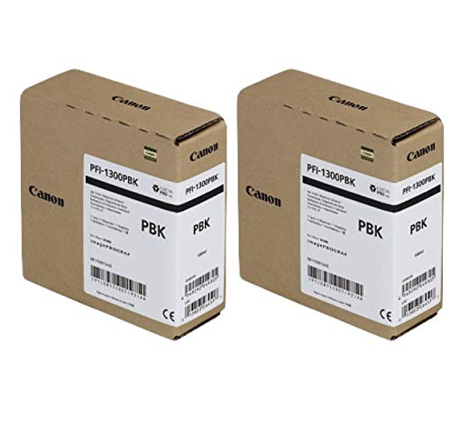 Canon 2X PFI-1300 330ml Photo Black Pigment Ink Tank for imagePROGRAF PRO-2000, PRO-4000, PRO-4000S and PRO-6000S Large-Format Inkjet Printers