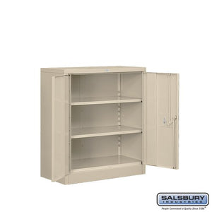 Salsbury Industries Counter Height Heavy Duty Storage Cabinet, Unassembled, Tan