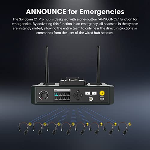 HollyView Solidcom C1 Pro Single HUB & Wired Headset Bundle - 1.9GHz Wireless Intercom System