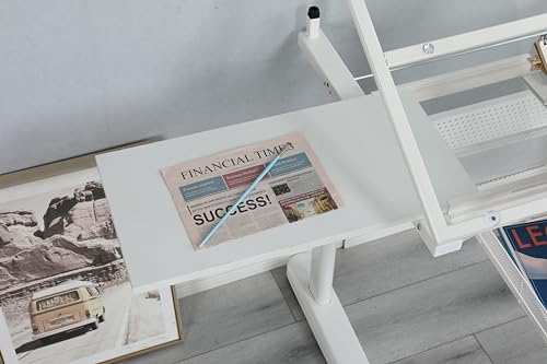 Tzou Adjustable Drafting Desk with Chair and Drawers - White