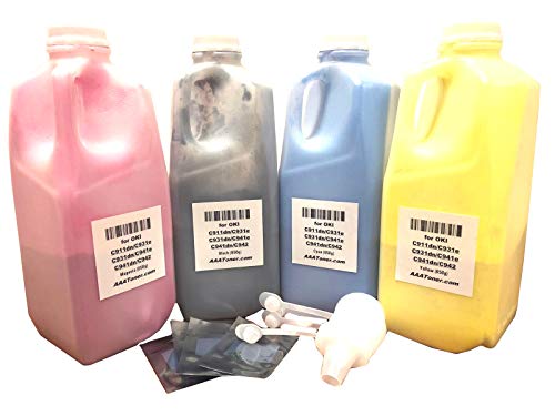 AAA Toner Refill Kit for OKI C900 Series, C911, C931, C941, C942 + 4 Chips (Black, Cyan, Magenta, Yellow)