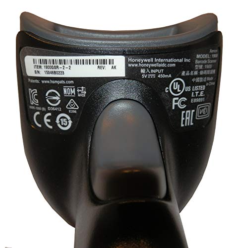 Xenon 1900g SR-2USB-2 Handheld 1D and 2D Barcode Reader with Integrated Ratchet Stand, Standard-Range Focus, Black
