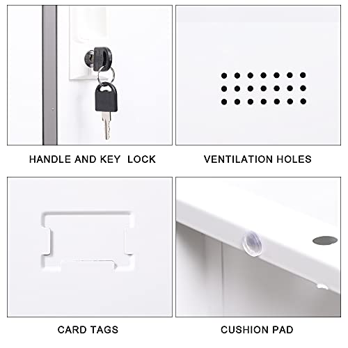 iCHENGGD Metal Locker 9 Door Storage Cabinet with Lock and Ventilation, Grey