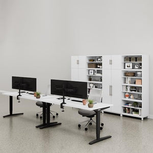 UPLIFTDESK MoPac Stacked Storage (White) - 5 Cabinets High, Brushed Nickel Handles