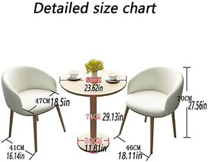 SKUAI Conference Coffee Table & Chair Set, Round Dining Set 1 Table 2 Chairs - Orange