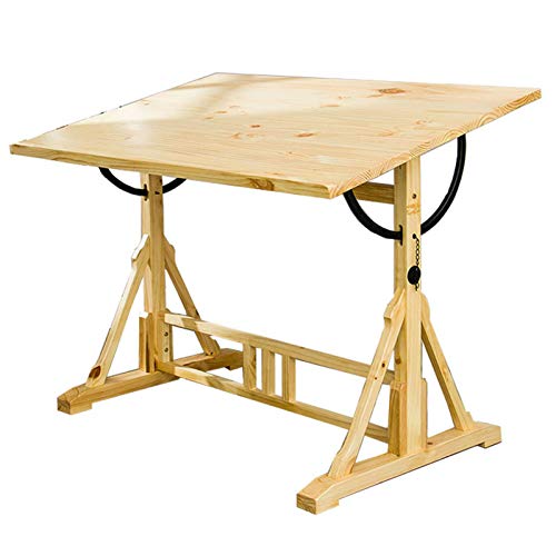 XIONGGG Vintage Solid Wood Drafting Table, Adjustable Drawing Desk Hobby Table Writing Desk Studio Desk, 100X 80Cm