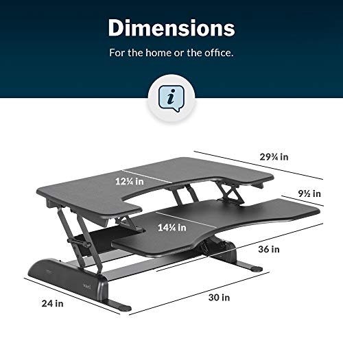 VariDesk Pro Plus 36 by Vari – Dual Monitor Standing Desk Converter – Work or Home Office Sit to Stand Desk – 11 Height Adjustable Settings with Spring Loaded Lift – No Assembly Required
