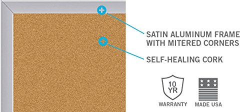 Ghent 4.5" x 10.5"  Aluminum Frame Natural Cork Bulletin Board