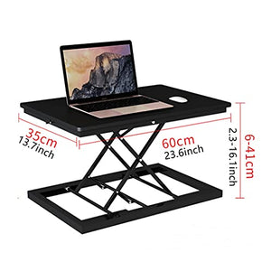 Standing Desk Converter 23.6 Inches Stand Up Desk Riser Height Adjustable Compact Home Office Desk Workstation for Laptop (Color : Gray)