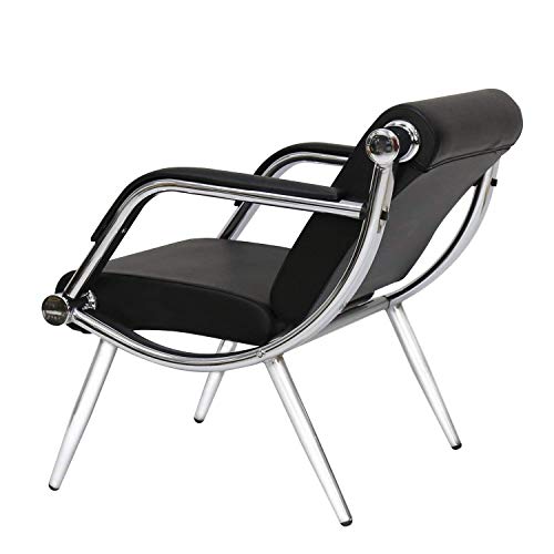 Worldrich Office Reception Chairs Waiting Room Chairs for Salon Barber Bench Airport Bank Hall Visitor Guest Black PU Leather 1 Seat Sofa