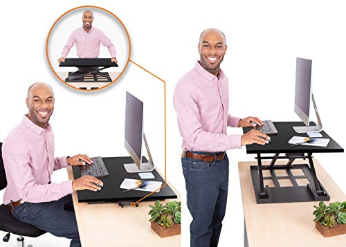 Stand Steady X-Elite Pro Standing Desk Converter | Instantly Convert Any Desk into a Stand Up Desk | Easy Lift Height Adjustable Standing Desk | No Assembly Required (28 x 20 / Black)