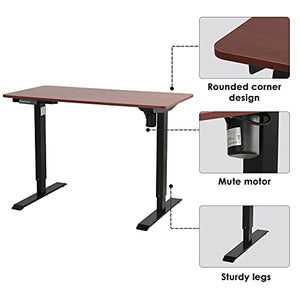 Tulib Height Adjustable Electric, 48 x 24 Inches Workstation Computer Table, Ergonomic Sit Stand Home Office Desk, 4824inch, Walnut