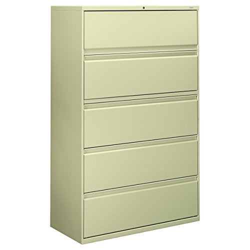 HON 895LL 800 Series Five-Drawer Lateral File, Roll-Out/Posting Shelves, 42w x 67h, Putty