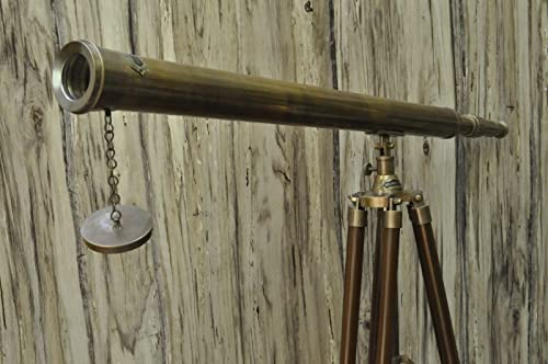 Antique Brass Telescope With Tripod Large Nautical Vintage Marine Navy Island