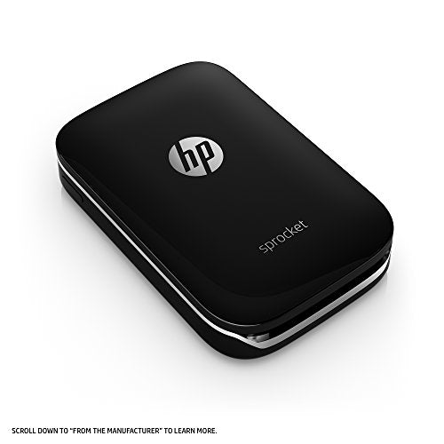 HP Sprocket Portable Photo Printer, Print Social Media Photos on 2x3" Sticky-Backed Paper - Black (X7N08A)