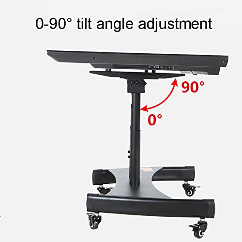 Mobile TV Cart Rolling Floor Stand, 0-90° Angle Adjustment, Fits 32-75 Inch TVs, Height Adjustable