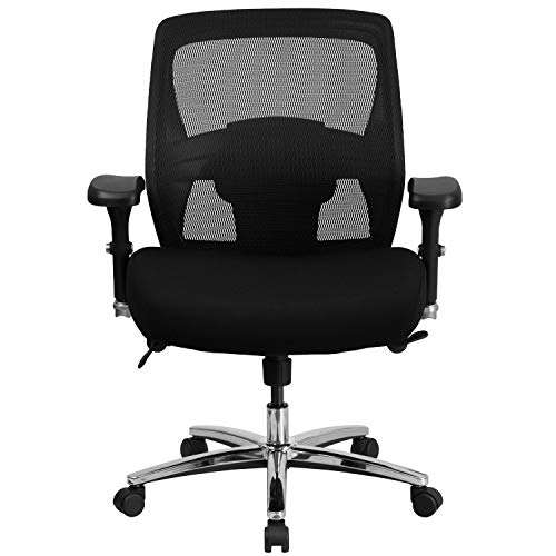 Flash Furniture HERCULES Series 24/7 Intensive Use Big & Tall 500 lb. Rated Black Mesh Executive Swivel Chair with Ratchet Back