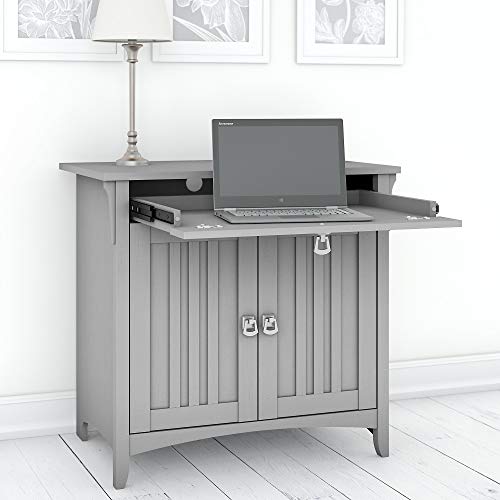 Bush Furniture Salinas Secretary Desk with Keyboard Tray and Storage Cabinet in Cape Cod Gray