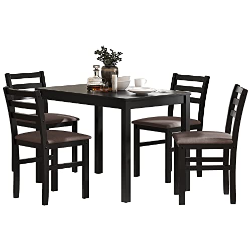 Uneeruiqy 5-Piece Dining Table Chair Set with Upholstered Tufted Chairs
