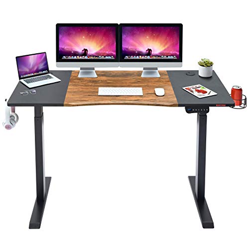 Mr IRONSTONE Electric Height Adjustable Desk 53.5" Standing Desk Sit to Stand Home Office Computer Desk & L-Shaped Gaming Desk 50.8" Computer Corner Game Desk, Home Office Writing Workstation