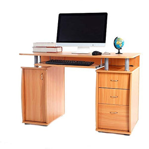 Unknown1 45" MDF Computer Desk Home/Office Workstation with 3pcs Drawers Natural Rectangular MDF Wood Finish Includes Hardware
