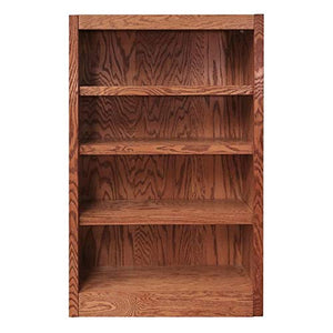 Home Square 2-Piece Set: 84" Tall 6 Shelf Solid Wood Bookcase & 48" Tall 4 Shelf Bookcase in Dry Oak