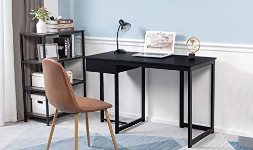 GreenForest L Shaped Desk and Computer Desk Bundle, Industrial Gaming Writing Desk Home Office Furniture Set, Black
