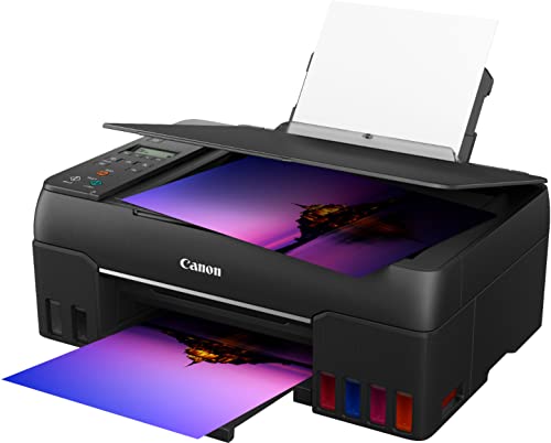 Canon PIXMA G6 20 MegaTank All-in-One Wireless Color Photo Inkjet Printer, Black - Print Copy Scan- 2-Line Mono LCD, Print up to 3800 4" x 6" Photos, 4800 x 1200 dpi, 6-Color Dye-Based Inks, 8.5 x 11