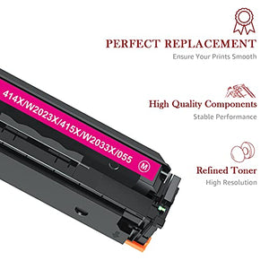 Toner Kingdom Compatible Toner-Cartridge Replacement for HP 414X High Yield W2020X 414A HP Color Pro MFP M479fdw M454dn M479fdn M454dw Toner Printer (with Chips, 4-Pack)